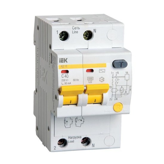 Автоматический выключатель дифференциального тока IEK АД12 2Р 16А 10мА