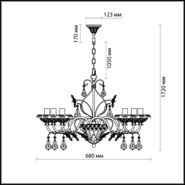 Люстра подвесная Odeon Light Nomena 2881/7 золото E14 7х60W 220V