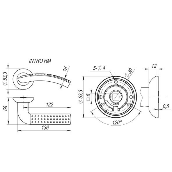 Ручка дверная Fuaro Intro RM SN/CP-3
