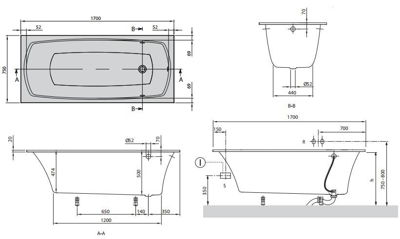 Ванна квариловая Villeroy & Boch My Art UBQ170MYA2V-01 170х75 см