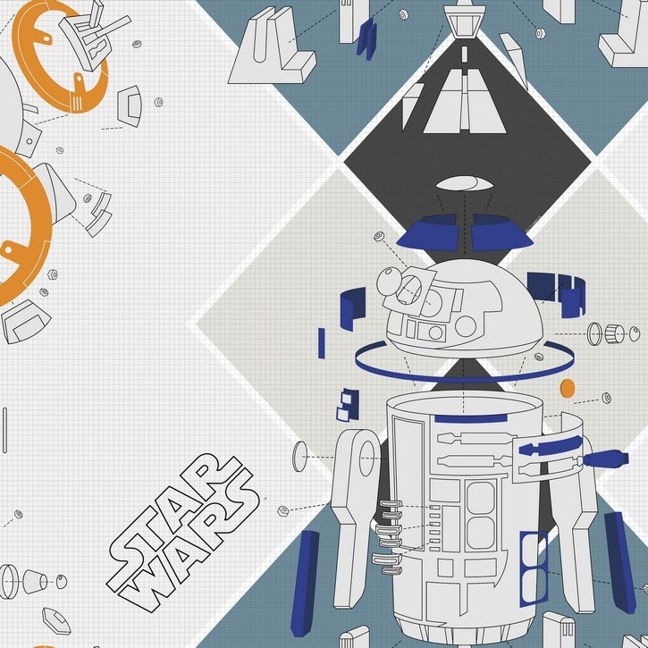 Обои виниловые на флизелиновой основе Erismann Disney StarWars Чертежи E-D-007A