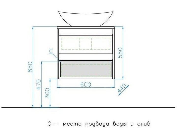 Тумба подвесная с раковиной Style Line Монако 60 Plus осина белая/белый лакобель