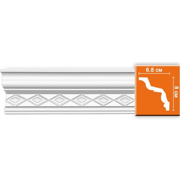 Плинтус потолочный полиуретановый Decomaster 95825 2400х80х68 мм