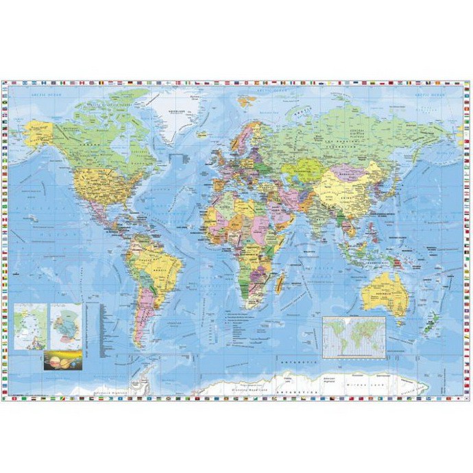Фотообои бумажные Komar World Map / Flags 4-055 2,54х1,84 м
