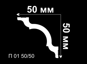 Плинтус потолочный Де-Багет П 01 50/50 2000х50х50 мм
