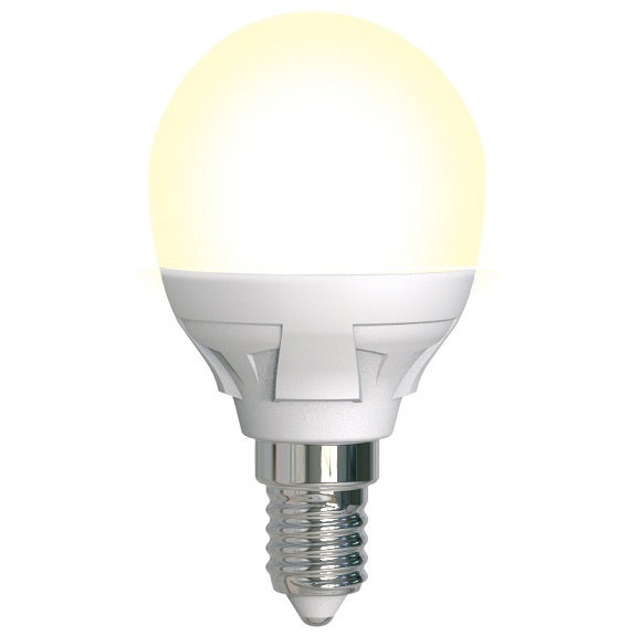 Лампа светодиодная Uniel Яркая LED-G45 7W/3000K/E14/FR/DIM PLP01WH диммируемая матовая 3000K