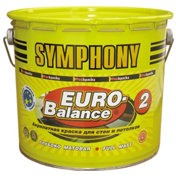 Краска акрилатная Symphony Euro-Balance 2 глубоко матовая 2,7 л металлическое ведро