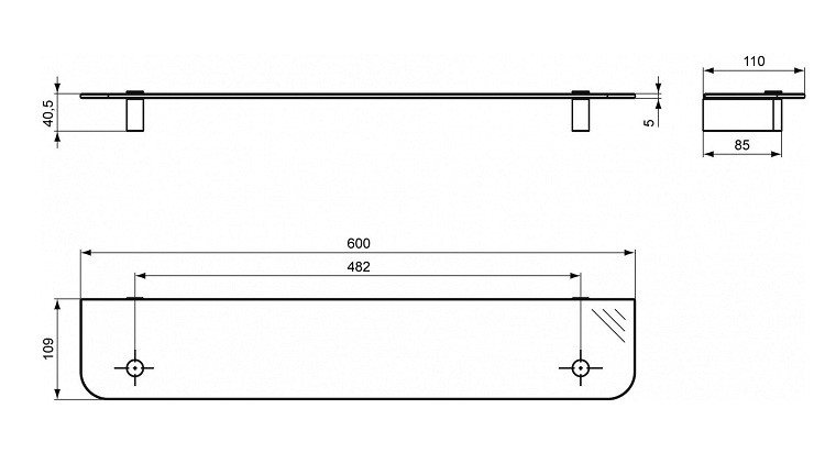 Полка стеклянная Ideal Standard Connect N1394AA