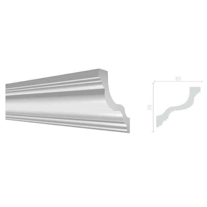 Карниз потолочный из дюрополимера Decor-Dizayn DD30 2000х78х85 мм