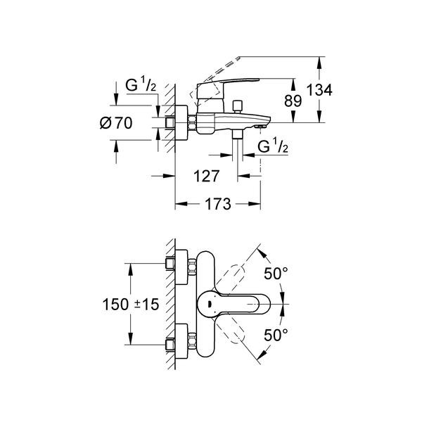 Смеситель для ванны Grohe Eurostyle Cosmopolitan 33591002