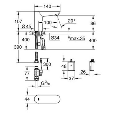 Вентиль для раковины Grohe Euroeco Cosmopolitan E 36271000