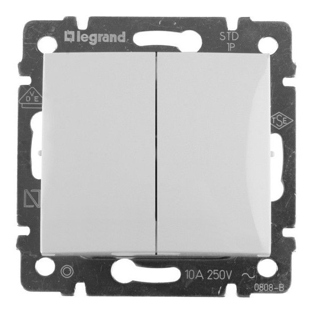 Механизм переключателя Legrand Valena 774408 двухклавишный белый