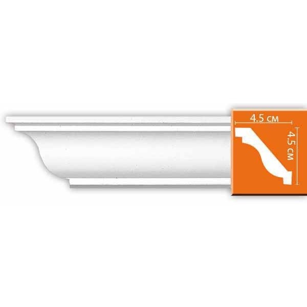 Плинтус потолочный полиуретановый Decomaster 96612 2400х45х45 мм