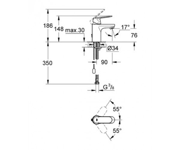 Смеситель для умывальника Grohe Eurosmart Cosmopolitan с цепочкой хром