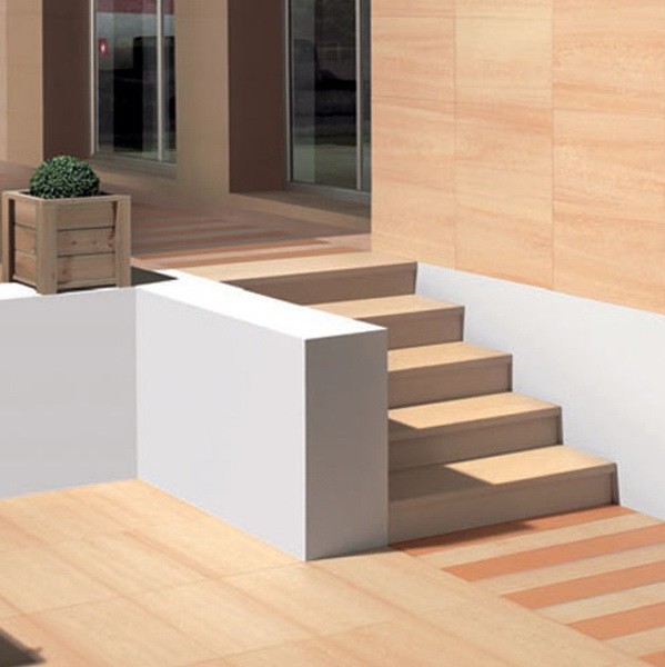 Ступень фронтальная из керамогранита Venatto Texture Peldano Lappato Creta 1600х320 мм