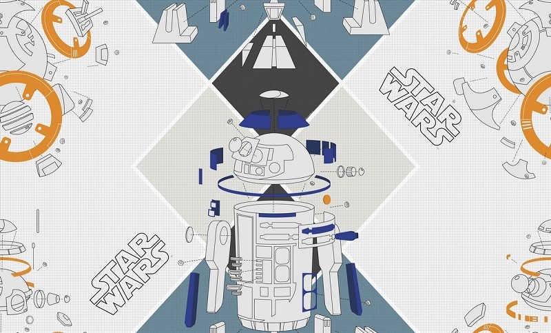 Обои виниловые на флизелиновой основе Erismann Disney StarWars Чертежи E-D-007A