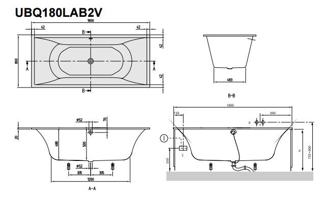 Ванна квариловая Villeroy & Boch La Belle UBQ180LAB2V-01 180х80 см