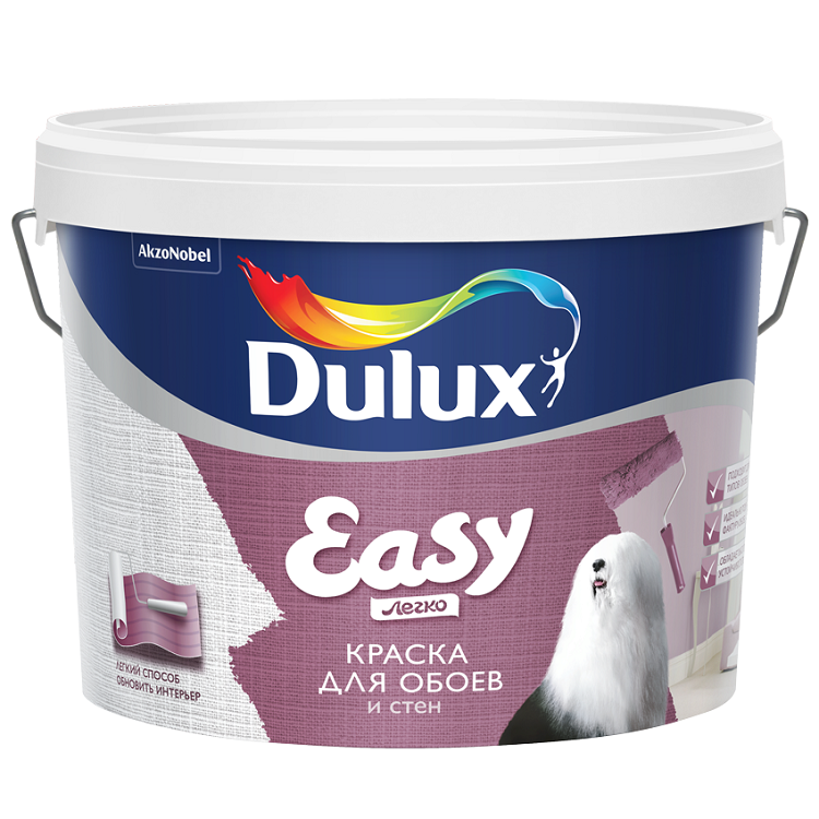Kраска Dulux Easy для обоев и стен база BW матовая 10 л