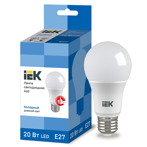 Лампа светодиодная IEK Eco A60 20W Е27 6500К 