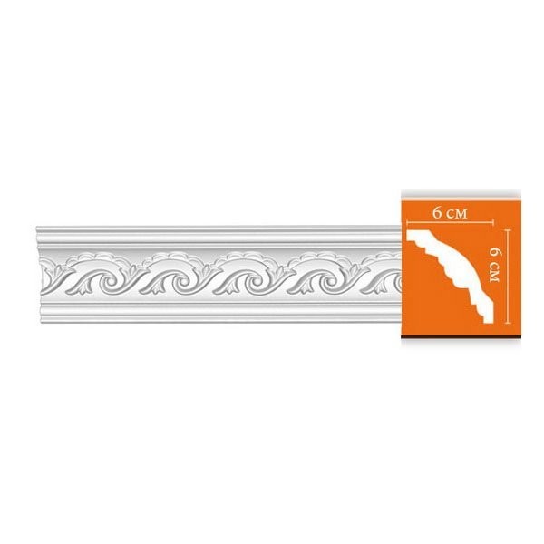 Плинтус потолочный полиуретановый Decomaster 95610F 2400х60х60 мм