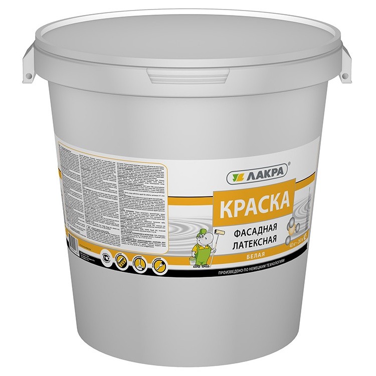 Краска латексная Лакра фасадная белая 40 кг