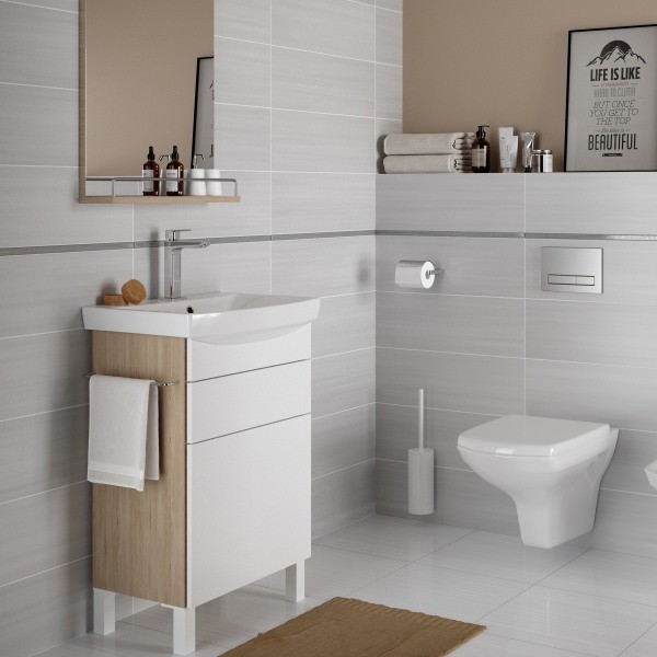 Тумба под раковину Cersanit Smart 50 B-SU-SMA-CA50/Wh Ясень/белый