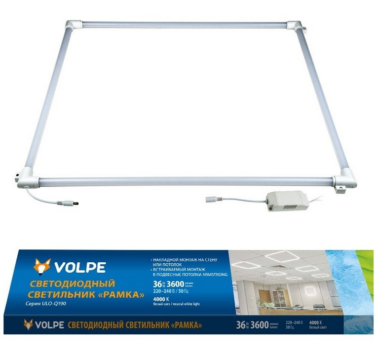 Светильник светодиодный Volpe Рамка ULO-Q190 6060-36W/4000K White