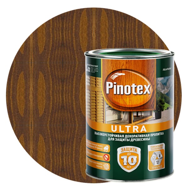 Пропитка для древесины Pinotex Ultra Орех 1 л