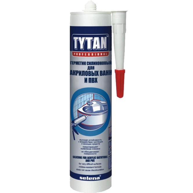 Герметик силиконовый Tytan Professional для акриловых ванн и ПВХ белый 310 мл
