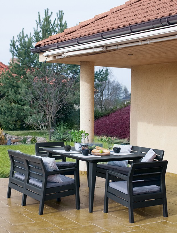 Комплект мебели Allibert Delano set with Lima table 160 графит-прохладный серый