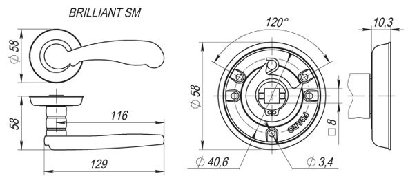 Ручка дверная Fuaro Brilliant SM MAB-6