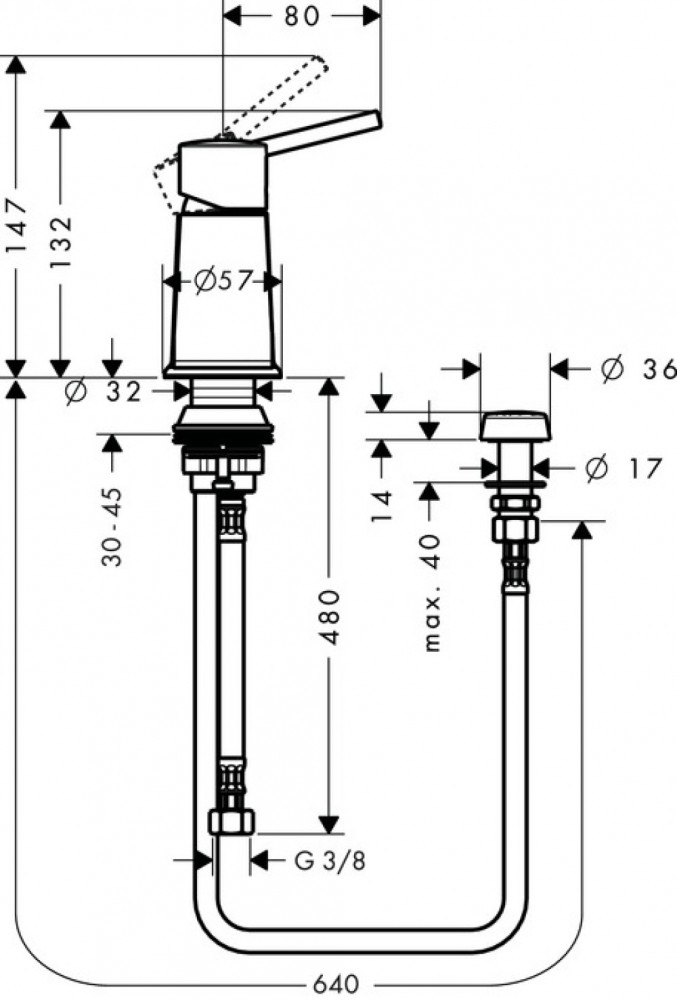 Смеситель для биде Hansgrohe Talis 32246000 с вертикальной струей 