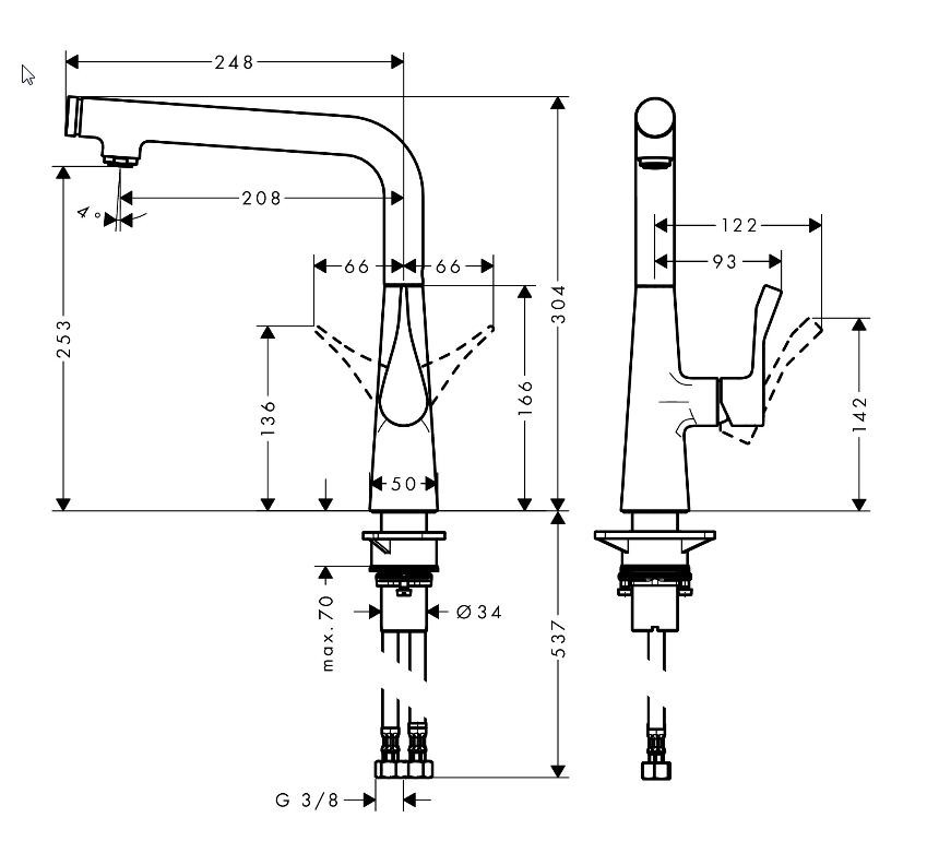 Смеситель для кухни Hansgrohe Metris Select 240 14847000