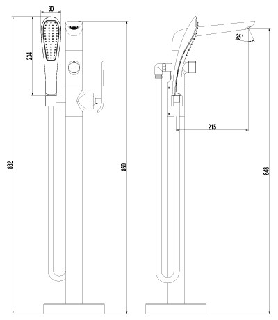 Смеситель для ванны Lemark Melange LM4944CW напольный
