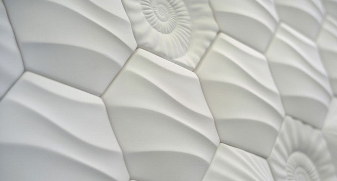Дизайнерская 3D панель из гипса Artpole Heksa-wave 200x173 мм