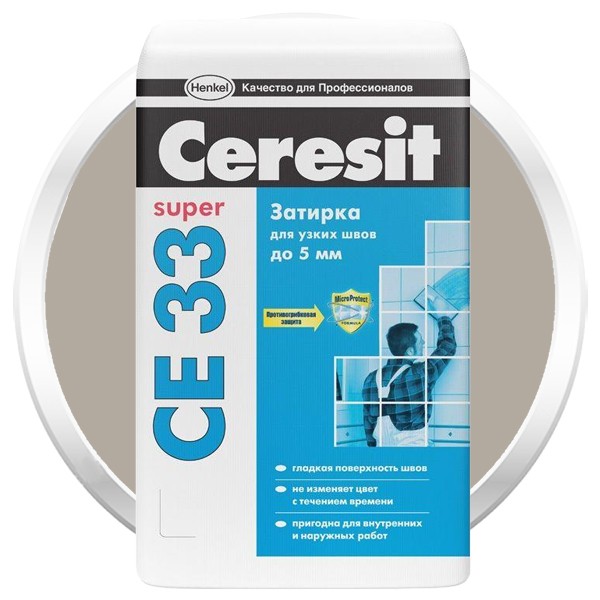 Затирка цементная для узких швов Ceresit CE 33 Super серая 25 кг