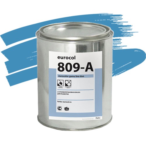 Краска полиуретановая Forbo Eurocolor 809-A Game Line Duo для разметки голубая 0,5 кг