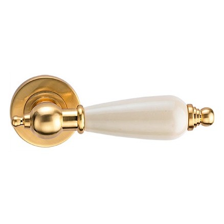 Ручка дверная Archie Genesis Redondo матовое золото/фарфор слоновая кость