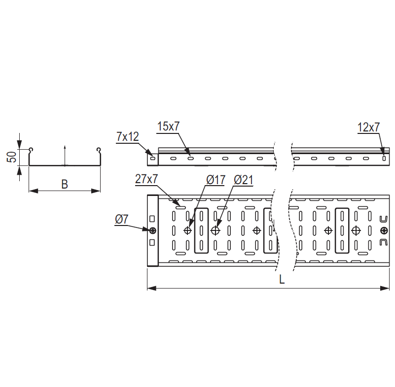 Лоток перфорированный DKC SPL3515 L3000 150х50 мм 
