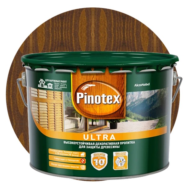 Пропитка для древесины Pinotex Ultra Орех 9 л
