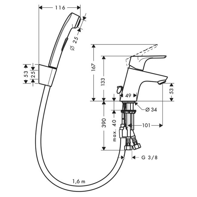 Смеситель с гигиеническим душем Hansgrohe Focus 31926000