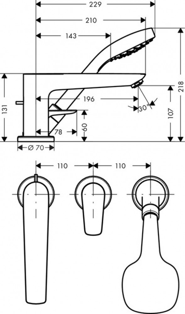 Смеситель на борт ванны Hansgrohe Talis E 71730000