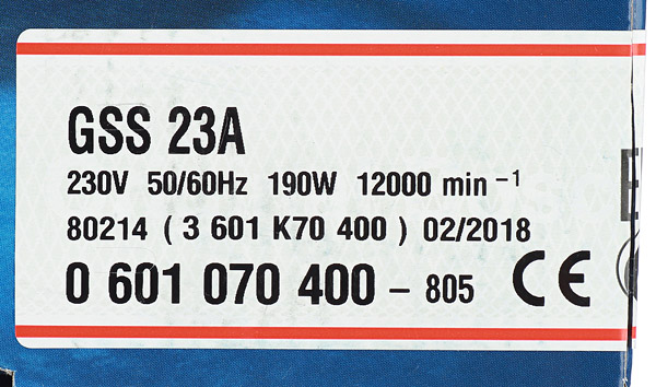 Шлифмашина вибрационная электрическая Bosch GSS 23 A (601070400) 190 Вт 92х182 мм