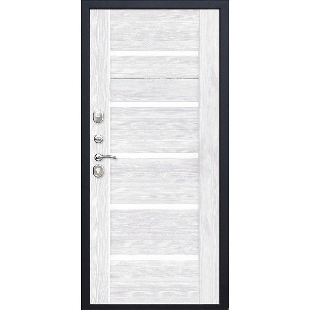 Дверь входная Нью-Йорк 7,5 левая черный муар - ясень белый эмаль 860х2050 мм