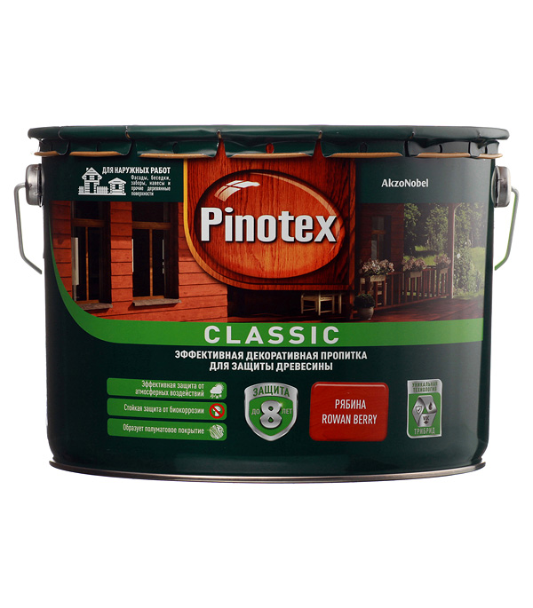 Антисептик Pinotex Classic декоративный для дерева рябина 9 л