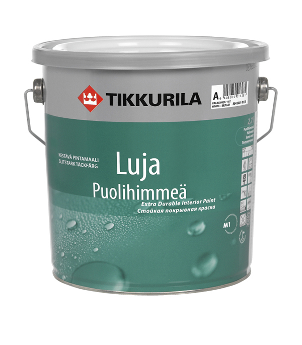 Краска водно-дисперсионная Tikkurila Luja 20 Puolihimmea моющаяся белая основа А 0,9 л