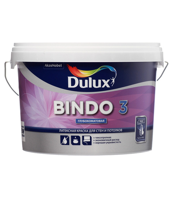 Краска водно-дисперсионная интерьерная Dulux Bindo 3 белая основа BW 2,5 л