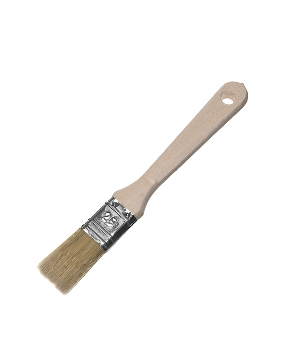 Кисть плоская натуральная щетина Wenzo Wood 25х15 мм для эмалей и лаков на алкидной основе