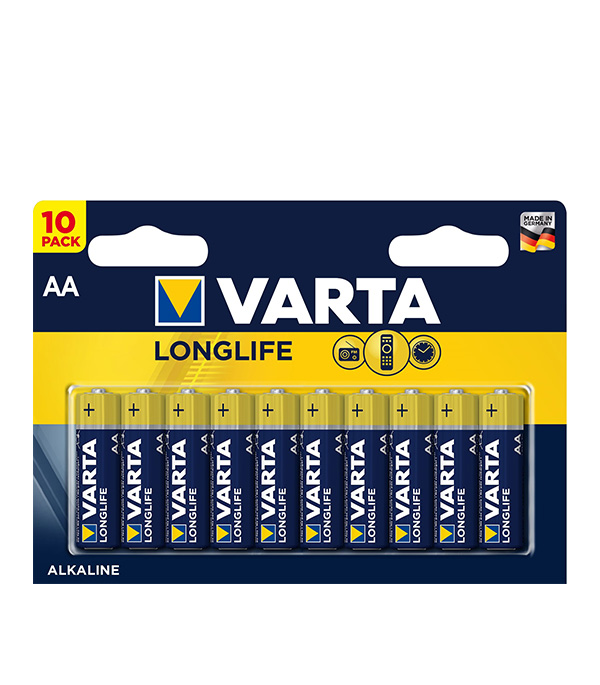 Батарейка VARTA LONGLIFE АА пальчиковая LR6 1,5 В (10 шт.)