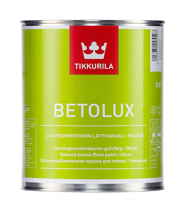 Краска Tikkurila Betolux для пола белая глянцевая основа А 0,9 л